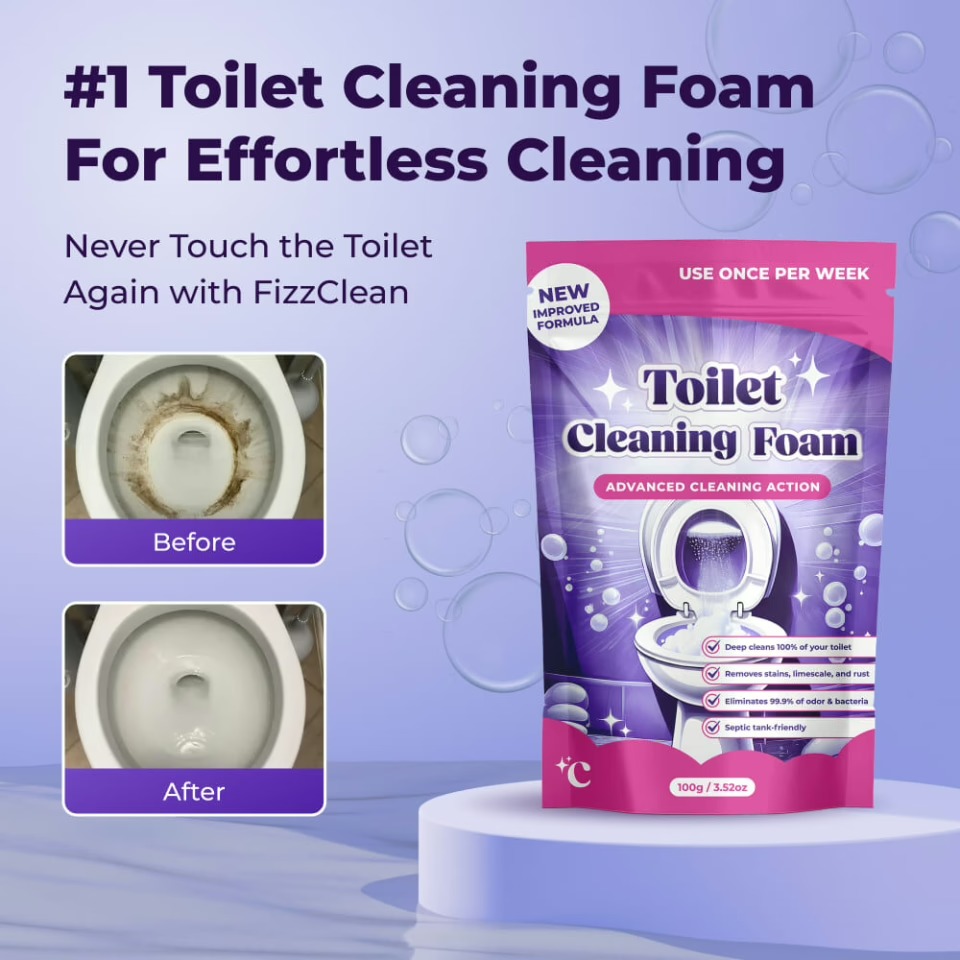 FizzClean foaming toilet cleaner shown as the main product image FizzClean foaming toilet cleaner
